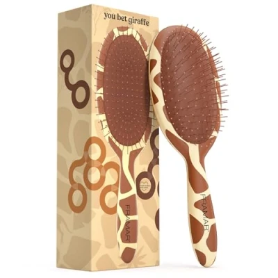 Image of Framar Curly Hair Detangler Brush For Giraffe Print Hairbrush Hair, Wet Hairbrushes Woman, Womens Thick