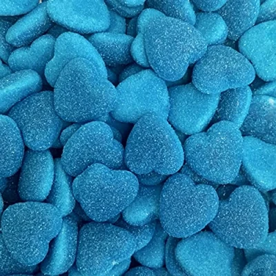 Image of Shiny Blue Hearts 700g Re Sealable Pouch by The Gourmet Sweet Company