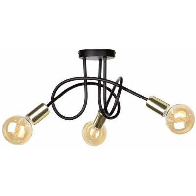 Image of Keter Rumba Multi Arm Semi Flush Ceiling Light Black, Gold, 50cm, 3x E27