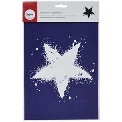 Image of RAYHER Star Din A4 Stencil Plus Coating Knife in Tab Bag, Multi Colour, 3.41 x 2.21 0.02 cm