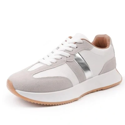 Image of Womens Ladies Fashion Sneaker Trainers Runners Casual Running Gym Sports Low Top Fitness Lace Up Trainer Lightweight White