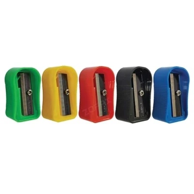 Image of Sharply Pencil Sharpeners, Multicolour, Pack of 5, Long Point Single Hole Perfect for School Home Office Everyday Use, iZOFAX Black Ball Pen