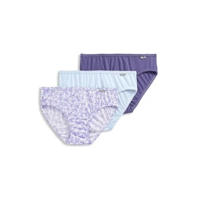 Image of Jockey Women&#039;s Underwear Plus Size Elance Bikini 3 Pack, Midnight Iris/Bouquet Bloom/Frothy Blue, 6