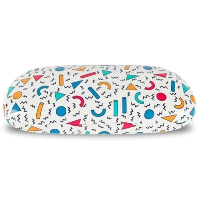 Image of LAGO TERRA Memphis Print Hard Shell Glasses Case White (Medium)