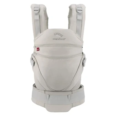 Image of manduca XT &gt; Monochrome Cloud &lt; Baby and Child Carrier with Adjustable Seat, No Infant Insert Needed, Organic Cotton, Grows Your from Birth to Toddler (3.5 20kg), Grey/Beige