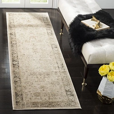 Image of SAFAVIEH Traditional Rug for Living Room, Dining Bedroom Vintage Collection, Short Pile, in Stone and Multi, 66 X 244 cm