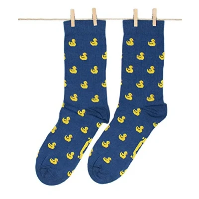 Image of Roits Men’s Duckies Blue Socks 7 12 Cool Happy Odd Funky Funny Animal Design