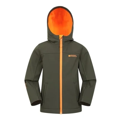 Image of Mountain Warehouse Exodus Kids Softshell Jacket Breathable, Wind &amp; Water Resistant, Fleece Lined Coat for Boys Girls Autumn, Winter, Hiking Outdoors Dynasty Green Size 9 10 Years