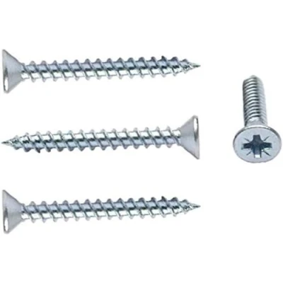 Image of Merriway BH04881 (25 Pcs) Pozi Twinthread CSK Screw BZP 8 x 1.3/4 inch Pack of 25 Pieces