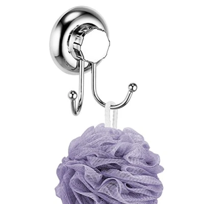 Image of MaxHold No Drilling/Suction Cup Double Robe Hook Vaccum System Stainless Steel Never Rust for Bathroom &amp; Kitchen