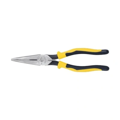 Image of Klein Tools J203 8 Inch Needle Nose Pliers, Heavy Duty Cutting, Extended Handles, High Leverage, Induction Hardened with Hot Riveted Joint