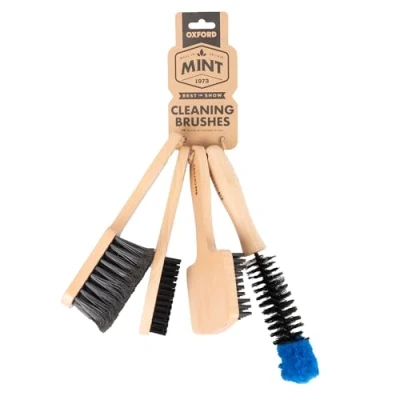 Image of Oxford Mint Motorcycle and Bicycle Cleaning Brushes. Eco Friendly, Ethically Sourced Wood Brushes for use on Motorcycle, Mountain Bike, Road Bike Gravel Drivetrain Brush, Tyre Brush.