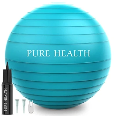 Image of Exercise Fitness Swiss Yoga Ball Anti Burst Extra thick with Hand Pump for Home Gym Birthing Yoga, Pilates, Fitness, Pregnancy &amp; Labour (S (48 55 cm), Teal)