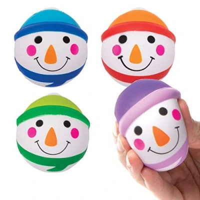 Image of Baker Ross AX430 Snowman Soft Balls Pack of 4, Bouncy for Kids, Ideal Party Bags and Stocking Fillers, Great Outdoor or Indoor Use
