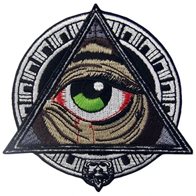 Image of Mayan Geometric Patterns All Seeing Blooding Eye Patch Embroidered Applique Iron On Sew Emblem