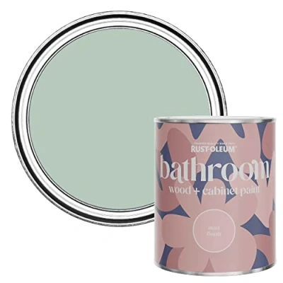 Image of Rust Oleum Green Moisture Resistant Bathroom Wood and Cabinet Paint in Matt Finish LEAPLISH 750ML