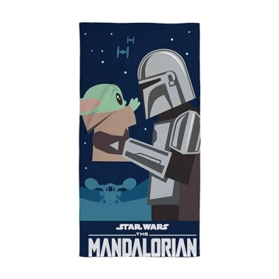 Image of Character World Official Disney Mandalorian Star Wars Towel Super Soft Feel, I&#039;ve Been Looking for You Design Perfect The Home, Bath, Beach &amp; Swimming Pool, 140 x 70 cm