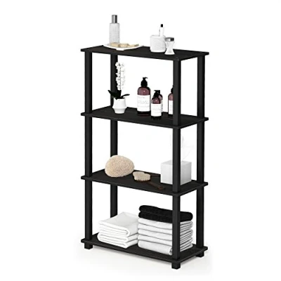 Image of Furinno Turn S Tube 4 Tier Multipurpose Shelf Display Rack with Square Tube, Espresso/Black