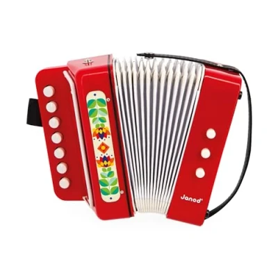 Image of Janod Gioia Accordion Children’s Musical Instrument Pretend Play Awakening Toy With a Support Strap 3 Years +, J07654