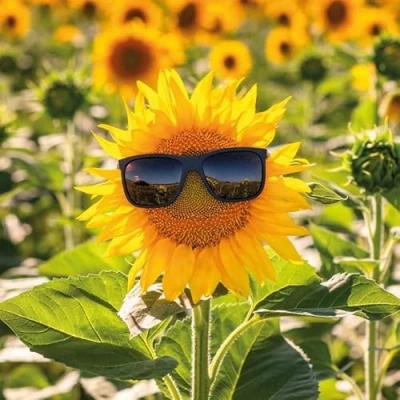 Image of General Open Funny Birthday Card for Him / Her Sunflower in Sunglasses Made the UK by Abacus Cards