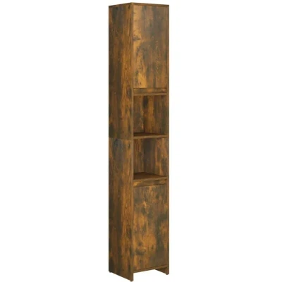 Image of vidaXL Bathroom Cabinet Smoked Oak 30x30x183.5 cm Engineered Wood