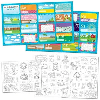 Image of Crayola Alphabet Chart with Colour Your Own Stickers Includes 2 x A3 Charts &amp; Posters for early learning Children Age 3 Years+, Boys, Girls, ABC Chart, Kids Learning,