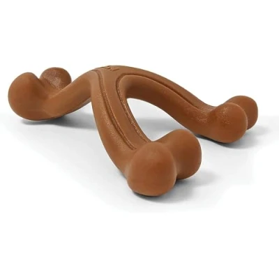 Image of Nylabone Extreme Tough Dog Chew Toy, Wishbone Bison Flavour, Small, for Dogs Up to 11 kg,Brown, Large Breeds