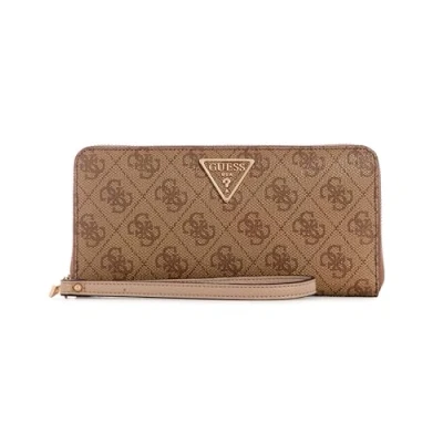 Image of GUESS Women&#039;s Laurel Large Zip Around Wallet, Clutch, Latte Logo, Taille Unique