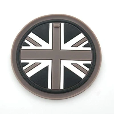 Image of Heinmo Car Anti Slip Silicone Front Cup Coaster Mats Holder Pad for Cooper F/R Series Clubman Countryman R55 R56 R57 R60 R61 F54 F55 F56 F60 Union Jack (Grey,7.2cm)