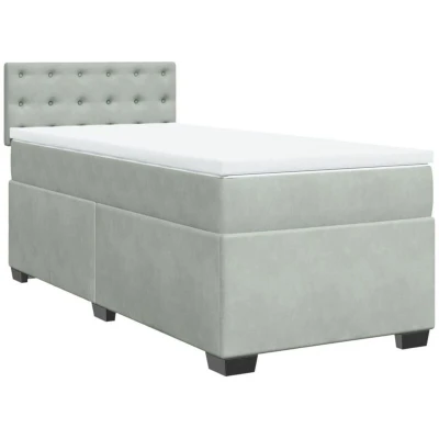 Image of vidaXL Box Spring Bed with Mattress Light Grey 80x200 cm Velvet