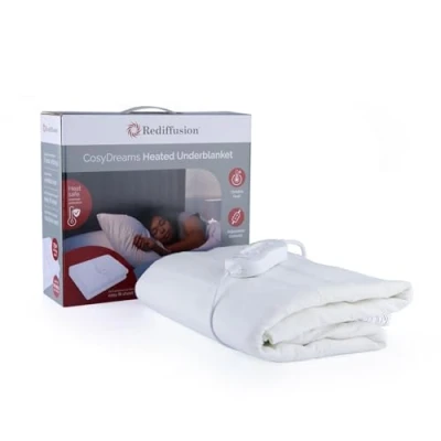 Image of Rediffusion CosyDreams Fitted Heated Underblanket, Double, 3 Heat Settings, Machine Washable, Overheat Protection, Easy Fit Design, 75W RED135120W, White