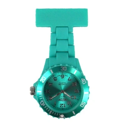 Image of Prince London NY New York rubberised plastic nurses fob watch with pin Turquoise