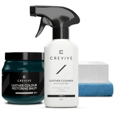 Image of CREVIVE Leather Cleaner 250 ml &amp; Restorer Green 300 Colour for Sofas Balm