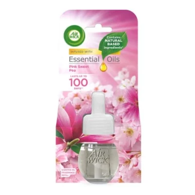 Image of Airwick Essential Oils Air Freshener, Electrical Plug Refill, Pink Sweet Pea, 19ml