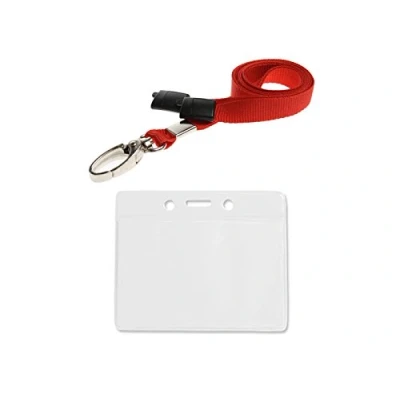 Image of ID Card It 1 PVC Pass Badge Holder and Lanyard Neck Strap (Red Metal Clip)
