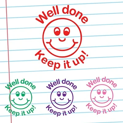 Image of Well Done!, Keep it up! Self Inking Teacher Stamper. 22mm. Reinkable (Red^)*