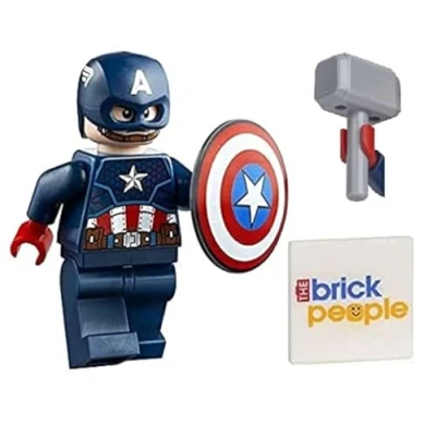 Image of LEGO Superheroes: Captain America Minifigure with Shield and Mjolnir