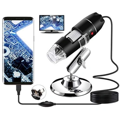 Image of USB Digital Microscope, Bysameyee Handheld 40X 1000X Magnification Endoscope, 8 LED Mini Video Camera for Windows 7/8/10 Mac Linux Android (with OTG)