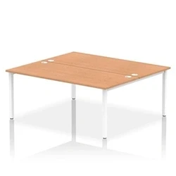 Image of Impulse Bench B2B 2 Person 1800 White Frame Office Desk Oak