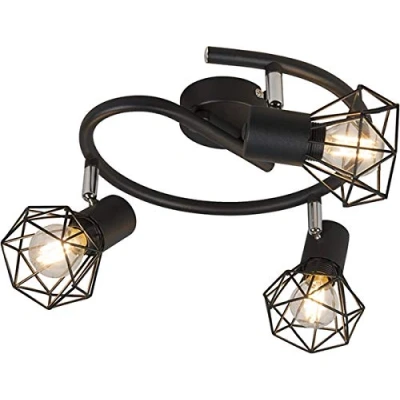 Image of Qazqa Art Deco Ceiling Spotlight Black Mosh 3 Modern Suitable for LED E14 Way Light Steel Surface Mounted spotway Living Room I Kitchen Bedroom