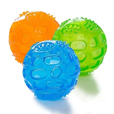 Image of ACEONE Squeaky Dog Ball, Durable Pet Squeak Chew Bouncy Rubber Toy Balls for Small Large Dogs Indestructible Exercise Training Playing (3 Balls)