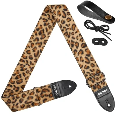 Image of Amumu Guitar Strap Flocking, Leopard, 5