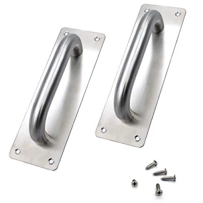 Image of XKQYX Sliding Door Handles, Pull Push Handles Stainless Steel, Gate Cupboard Toilet Cabinet Garage Shed Barn with Metal Plate (200 x 65 mm)