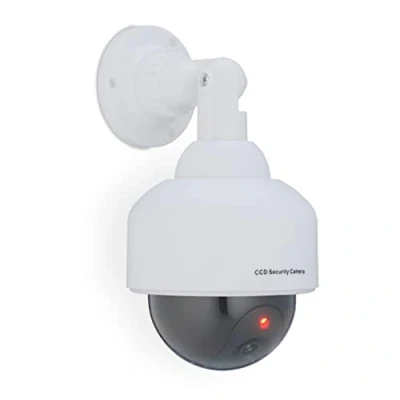 Image of Relaxdays, Flashing LED Light, Indoor &amp; Outdoor, Burglar Deterrent, Surveillance Camera Dummy, White, 100% plastic, 1 item