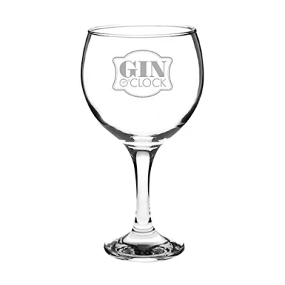 Image of Novelty Engraved/Printed Large Gin Balloon and Tonic Glass O&#039;Clock Engraved