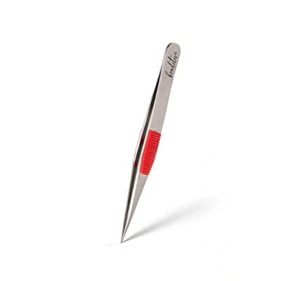 Image of Beaditive High Precision Heavy Duty Tweezers with Cushion 4.7&quot; Craft for Sewing, Beading &amp; DIY Crafts Non Serrated, Fine Point Tips Stainless Steel Needle Nose Hobby