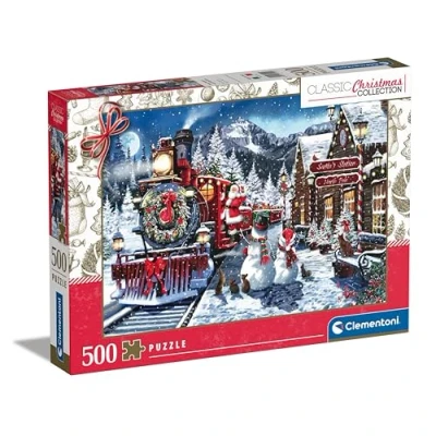 Image of Clementoni Jigsaw Puzzle Collection Train Station 500 Pieces For Adults 14 99 Years, Gift Men/Women, Made In Italy, 81502