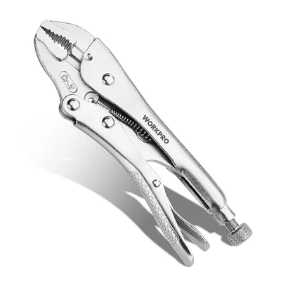 Image of WORKPRO Locking pliers, 7 inch Curved Jaw Vice Grips Chromium Vanadium Steel Pliers with Wire Cutter, Adjustable Vise for Clamping Twisting Welding