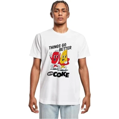 Image of Merchcode Things GO Better WITH COKE Print Tshirt, Men&#039;s, Size: Medium, White