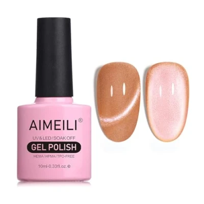 Image of AIMEILI Magnetic Gel Nail Polish Cat Magnet Eye Polish, UV LED Soak Off Glitter Varnish Art Manicure Pedicure, Long Lasting &amp; Easy to Apply 10ml 718